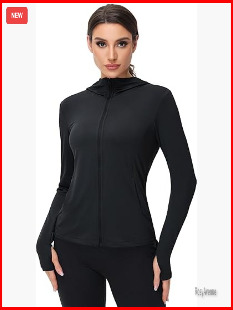 Upf 50+ Lightweight Zip Up Hoodie Sun Protection Jacket 4 Pockets